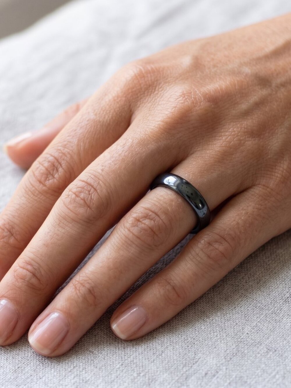 Black Gunmetal Stainless Steel Band Ring Minimalist Unisex